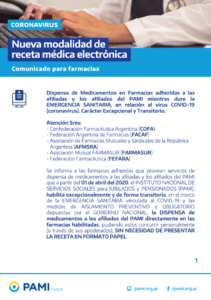 Comunicado para farmacias